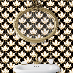 Art Deco Wallpaper, Art Nouveau Wallpaper,  Dark Floral Wallpaper, Victorian Wallpaper, Peel and Stick Wallpaper, Fabric Wallpaper