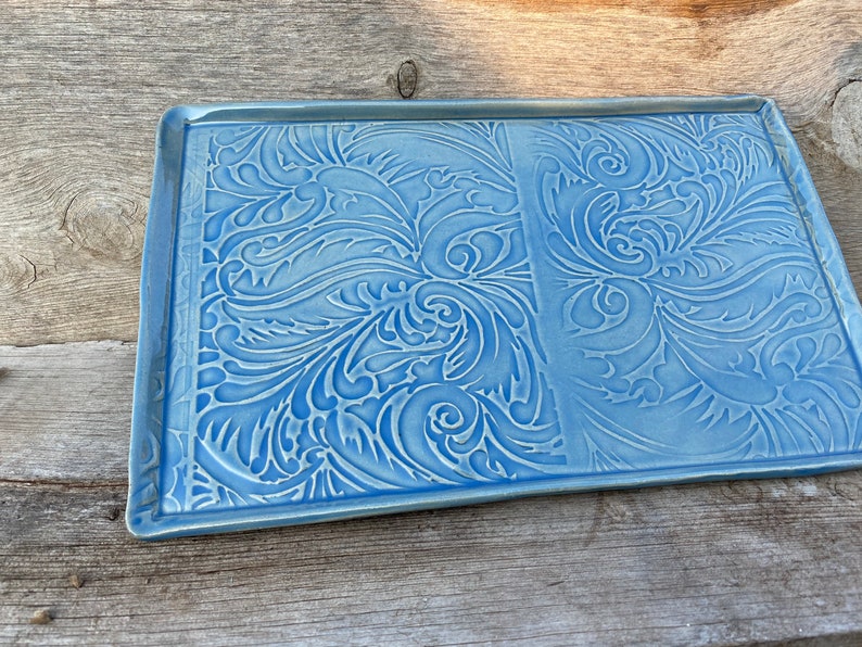 faded blue Serving Tray