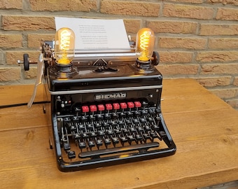 Vintage typewriter SIEMAG, lamp, Edison, table lamp UNIKAT industrial lamp steampunk