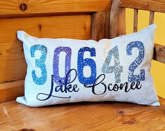 DISTRESSED PRINT * CUSTOM Zip Code 12 x 20 Lumbar Pillow with Insert  *