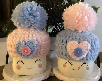 Valentines Marshmallow Mug Hats Set: Tiered Tray Decor