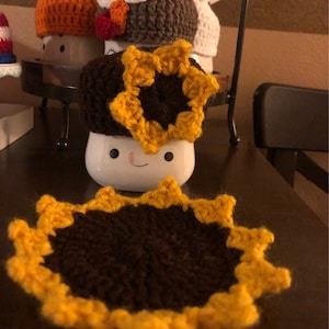 Sunflower Marshmallow Mug Hat with Coaster