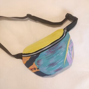 Vintage fabric leather fanny pack