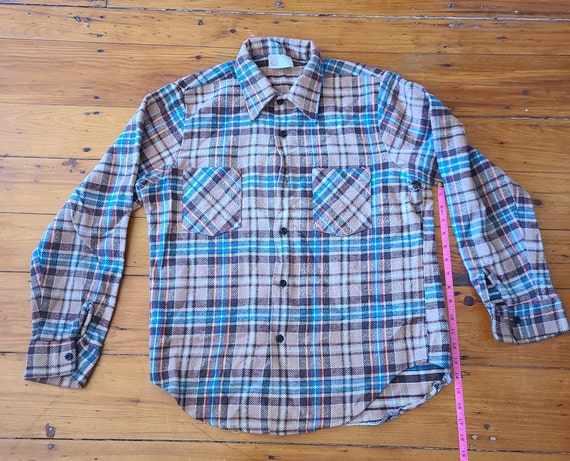 Vintage 50s Kings Road Cotton Plaid Work Shirt sz… - image 4