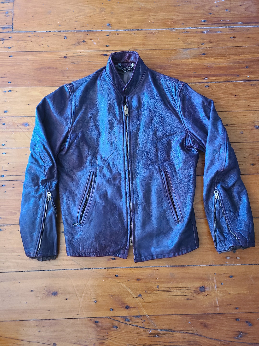 Vintage 40s Leather Motorcycle Jacket Talon Zipper Sz 40 - Etsy
