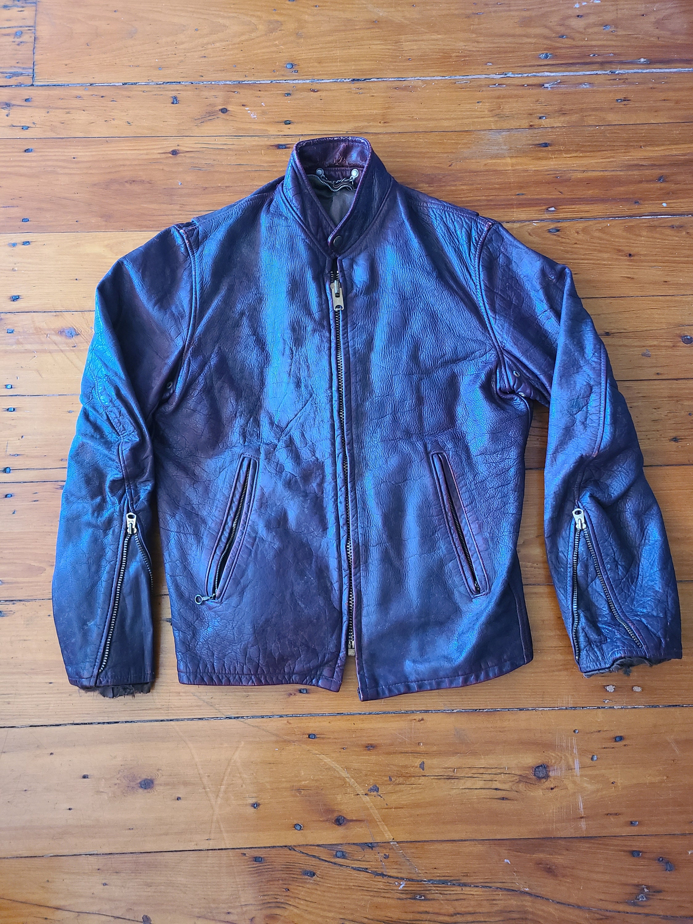 Vintage 40s Leather Motorcycle Jacket Talon Zipper Sz 40 - Etsy