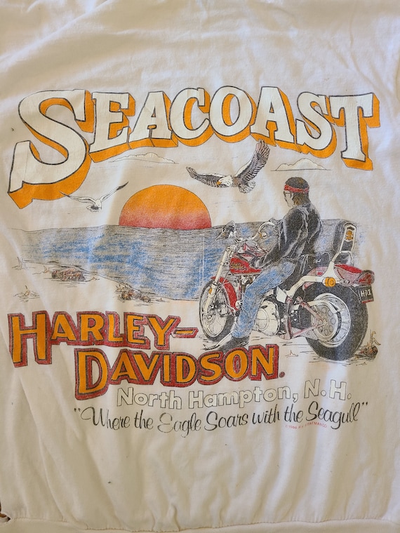 Vintage 80s Harley Davidson T Shirt Hoodie sz S - image 2