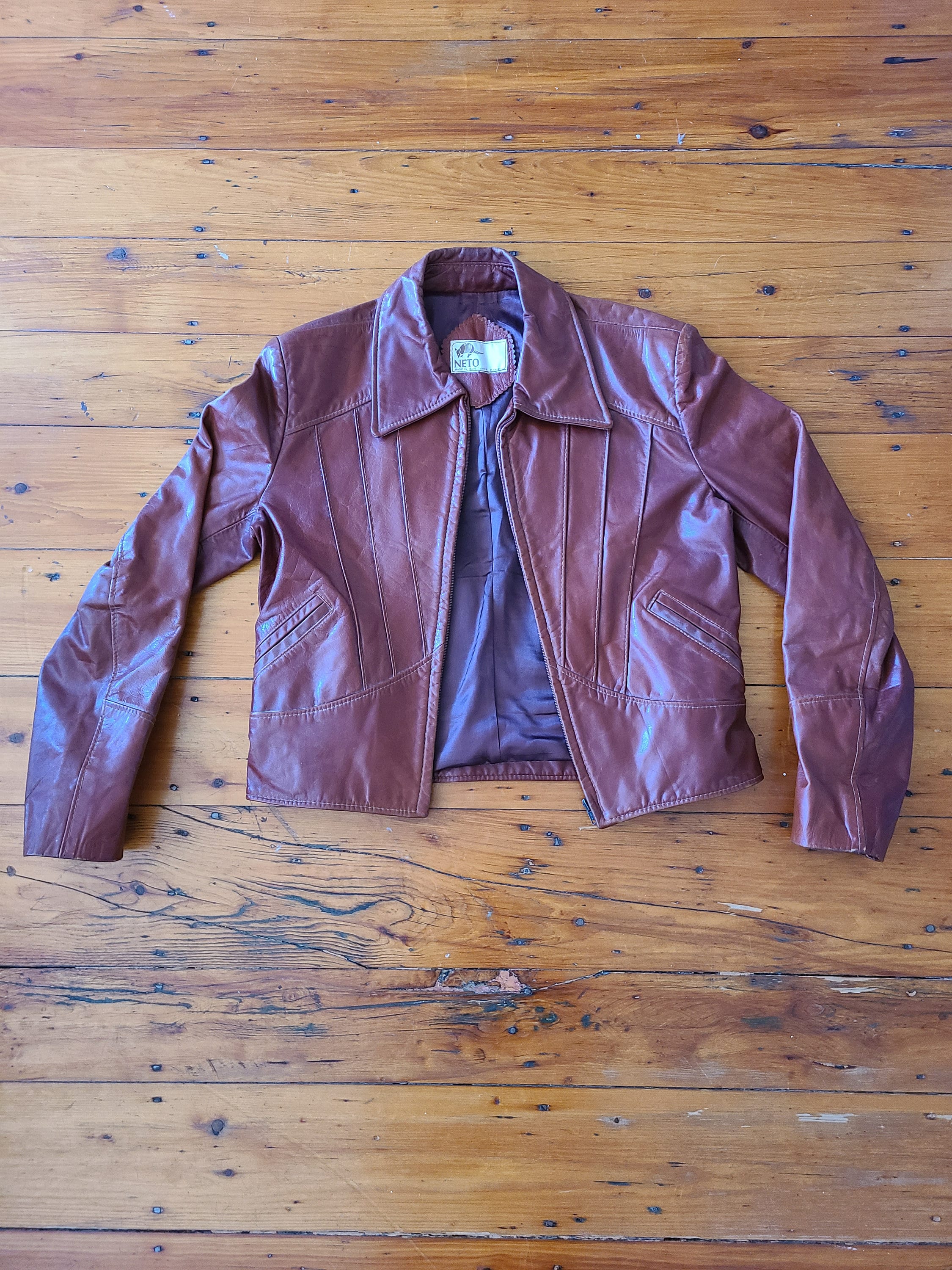 Vintage 70s Vegan Leather Jacket Sz S - Etsy