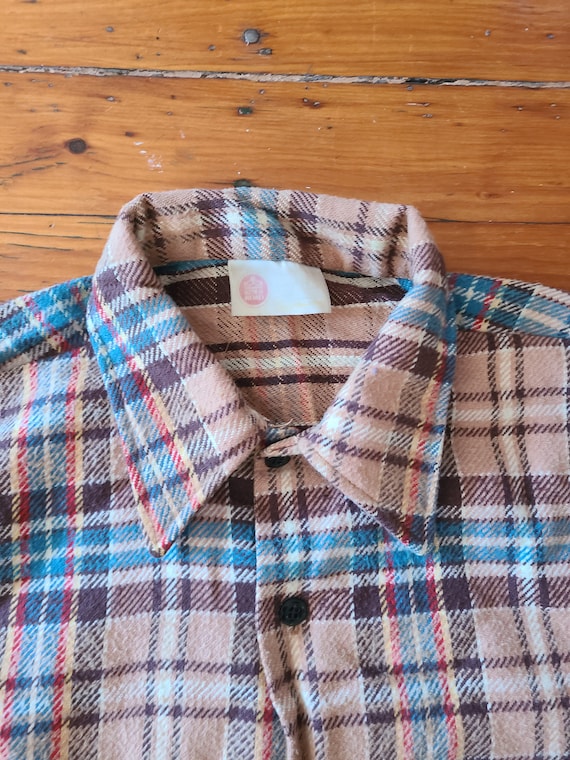 Vintage 50s Kings Road Cotton Plaid Work Shirt sz… - image 1