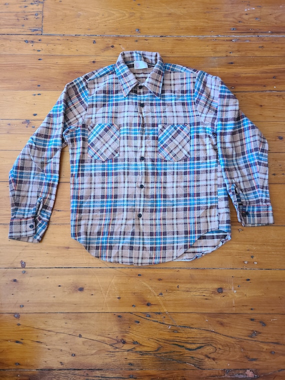 Vintage 50s Kings Road Cotton Plaid Work Shirt sz… - image 2