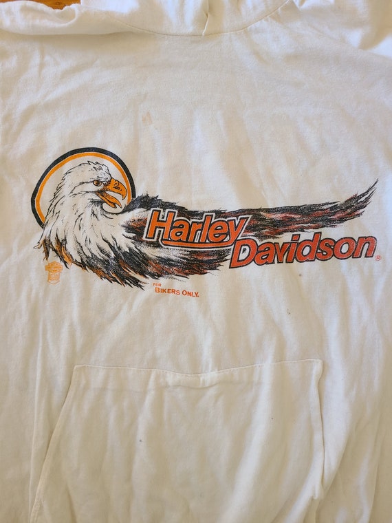 Vintage 80s Harley Davidson T Shirt Hoodie sz S - image 3