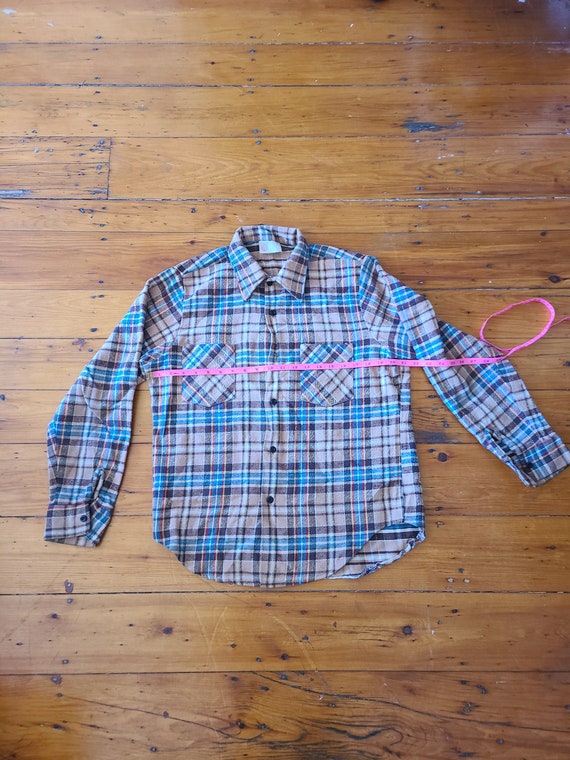 Vintage 50s Kings Road Cotton Plaid Work Shirt sz… - image 3