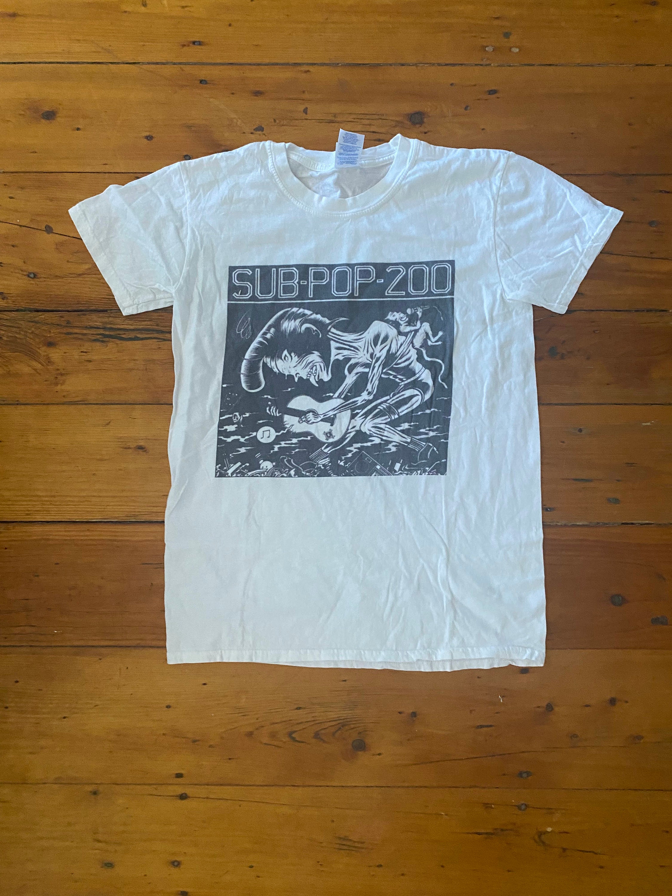 【SATIIIZ】Medin Old Pop T-shirt (3 types) Sub Pop T-shirt Washed Faded Sz S - Etsy
