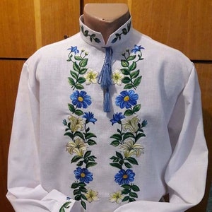 men's shirt with embroidered flowers