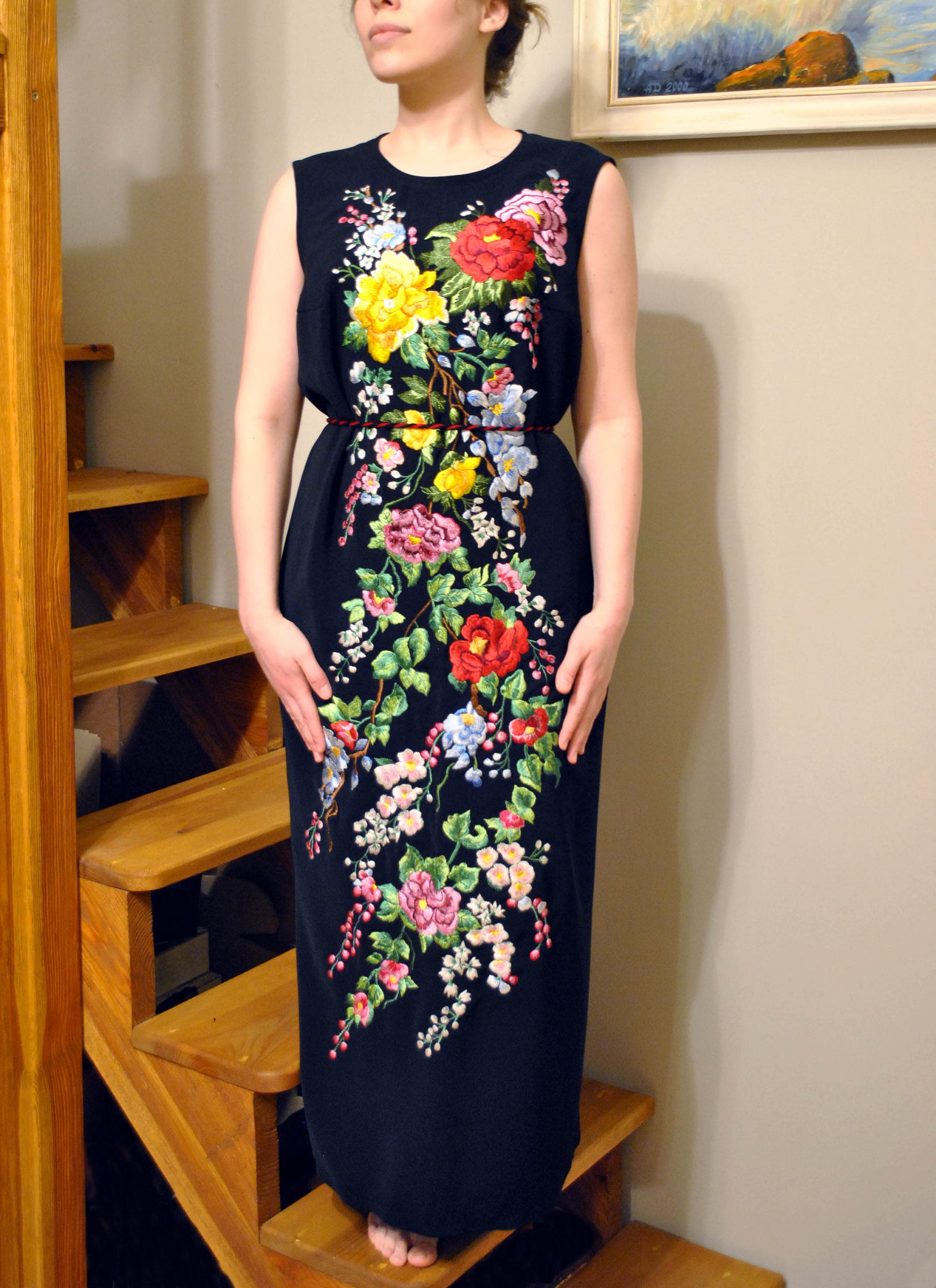 Hand Embroidered Maxi Dress Ukrainian Black Dress Cool Etsy