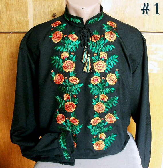 Embroidered Black Men Shirt With Hand 