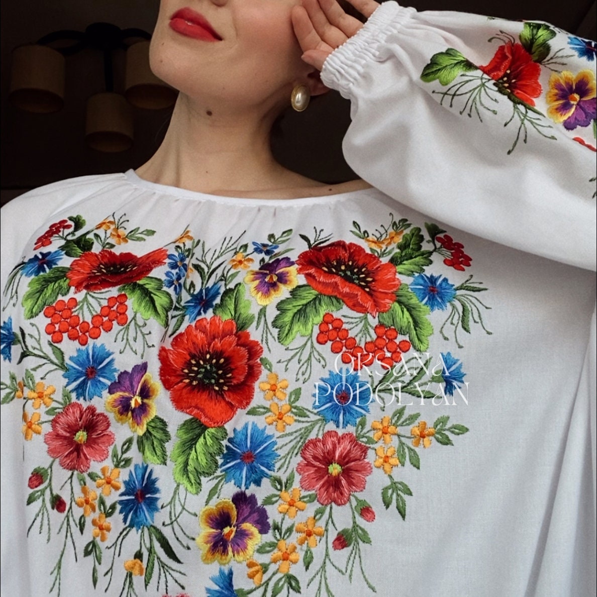 White Embroidered Shirt Hand Embroidered Blouse Floral Blouse - Etsy
