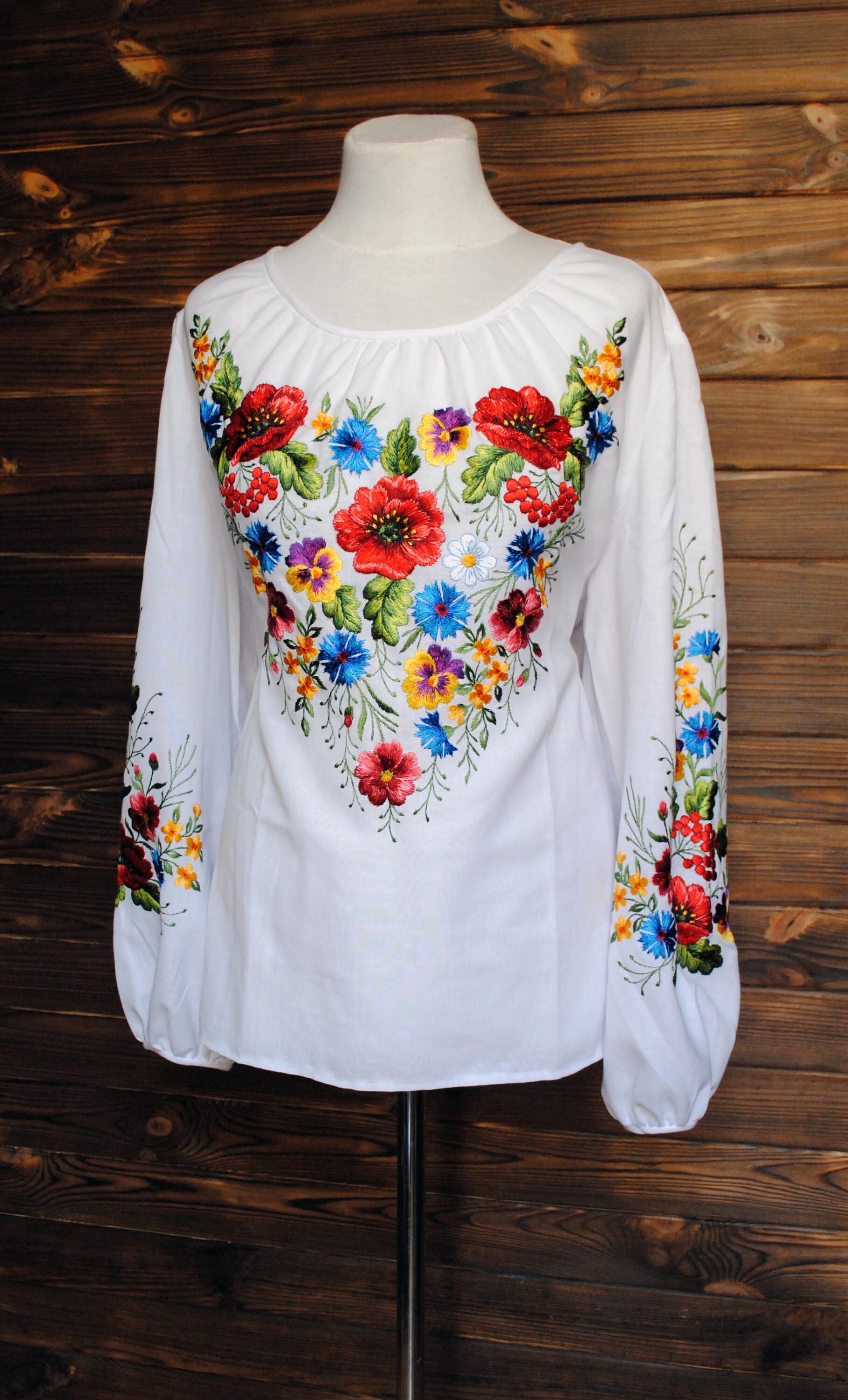 Sheer Shirt with Embroidered Floral Details - White
