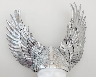 Casque de casque ailé, coiffure Valkyrie, casque Mercury, costume de bal masqué d’Halloween