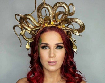 Aangepaste Medusa hoofdtooi, gouden slangenkroon, godin zendspoel