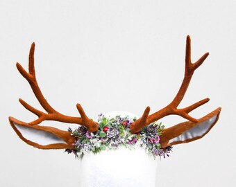 Garneck Geweih-Stirnband Mit Glöckchen – Weihnachts-Haarreifen Aus Samt, Für Kinder & Erwachsene (ca. 23x37 Cm)