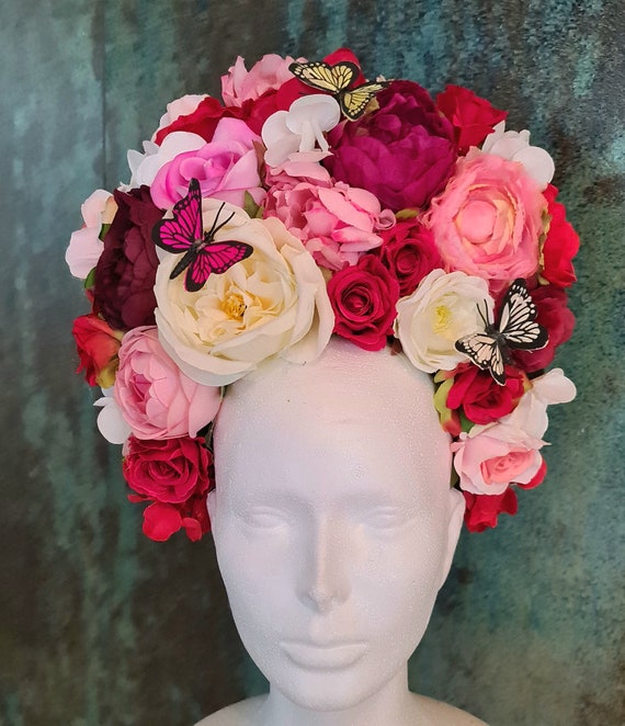 JAWSEU Halloween bloem hoofdband, roos bloem haarband dames, bloemen hoofdband roos bloem kroon Mexicaanse haarband party kostuum roos bloem kroon hoofdtooi cosplay haaraccessoires