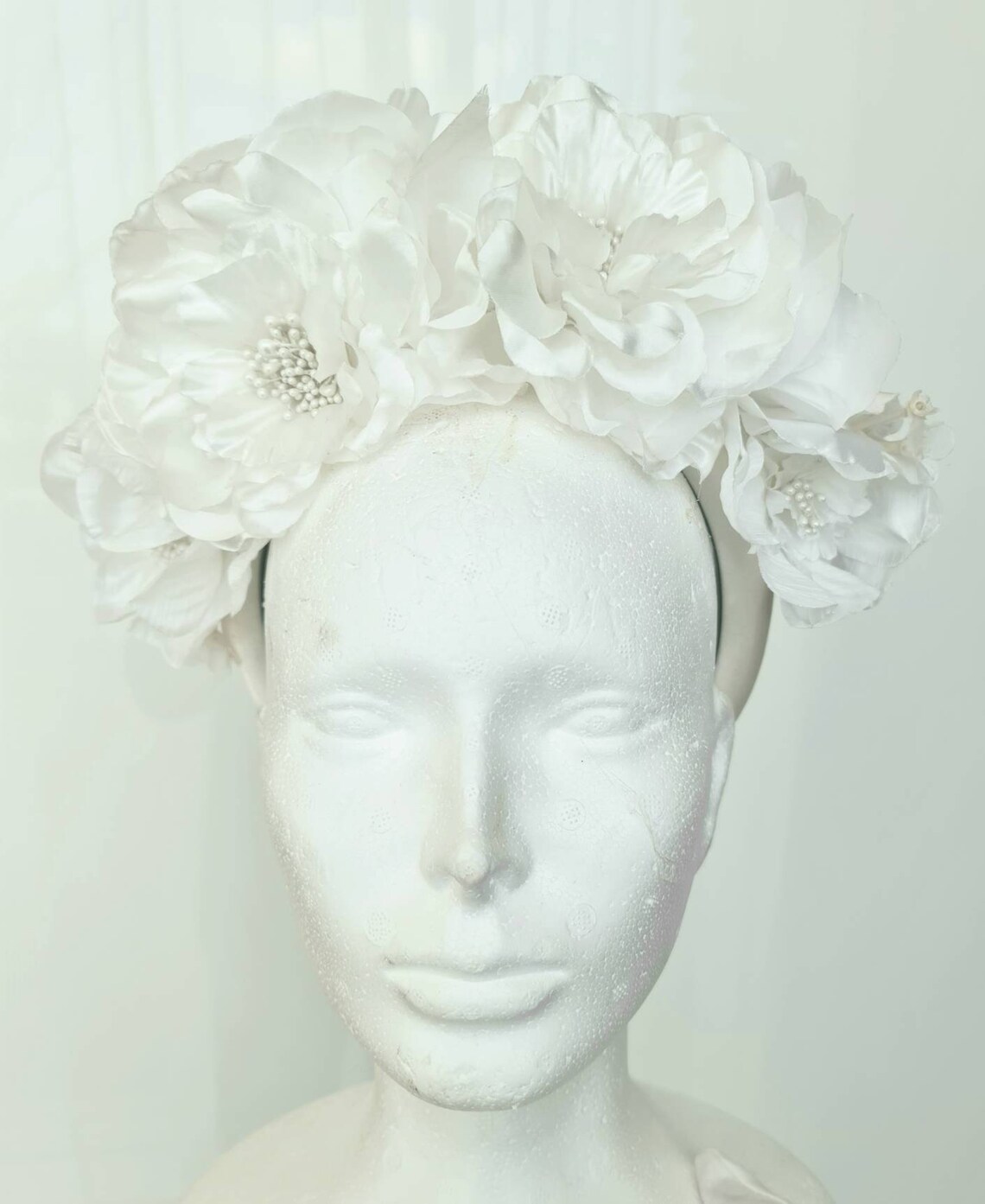 White Silk Flower Crown Wedding Headpiece Hen Party Etsy