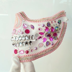 Pink White Skull Mask, Day of the Dead Catrina Mask, Gothic Wedding