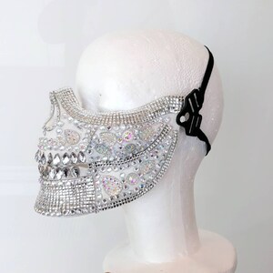 Men's skull mask, Festival mask for Man, Ladies' white dust mask image 4