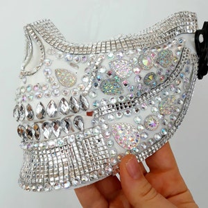 Men's skull mask, Festival mask for Man, Ladies' white dust mask image 2