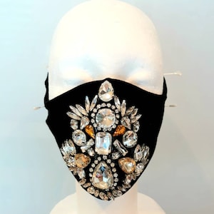 Mask With Rhinestone Washable Designer Rhinestone Face Mask With Filter Pocket, Breathable ...