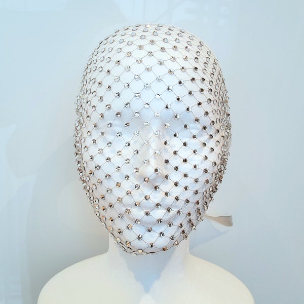 Swarovski Kristall Netting Maske, Strass Schleier Maske