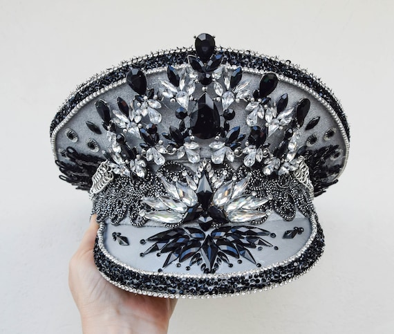 Marching band Crystal Embellished Hat Goddess Gaia Crystal Festival Marching Band Hat – KnightBeauties main image 4