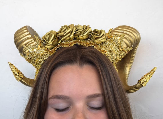 Adult Gold Horns Fairy Tale Headdress Halloween Costume  display picture 3