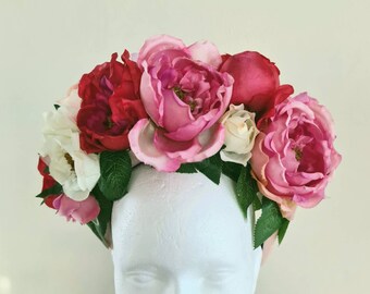 Corona de flor de rosa , corona de dama de honor , diadema de Pascua