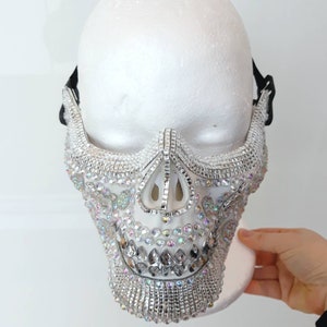 Men's skull mask, Festival mask for Man, Ladies' white dust mask image 5