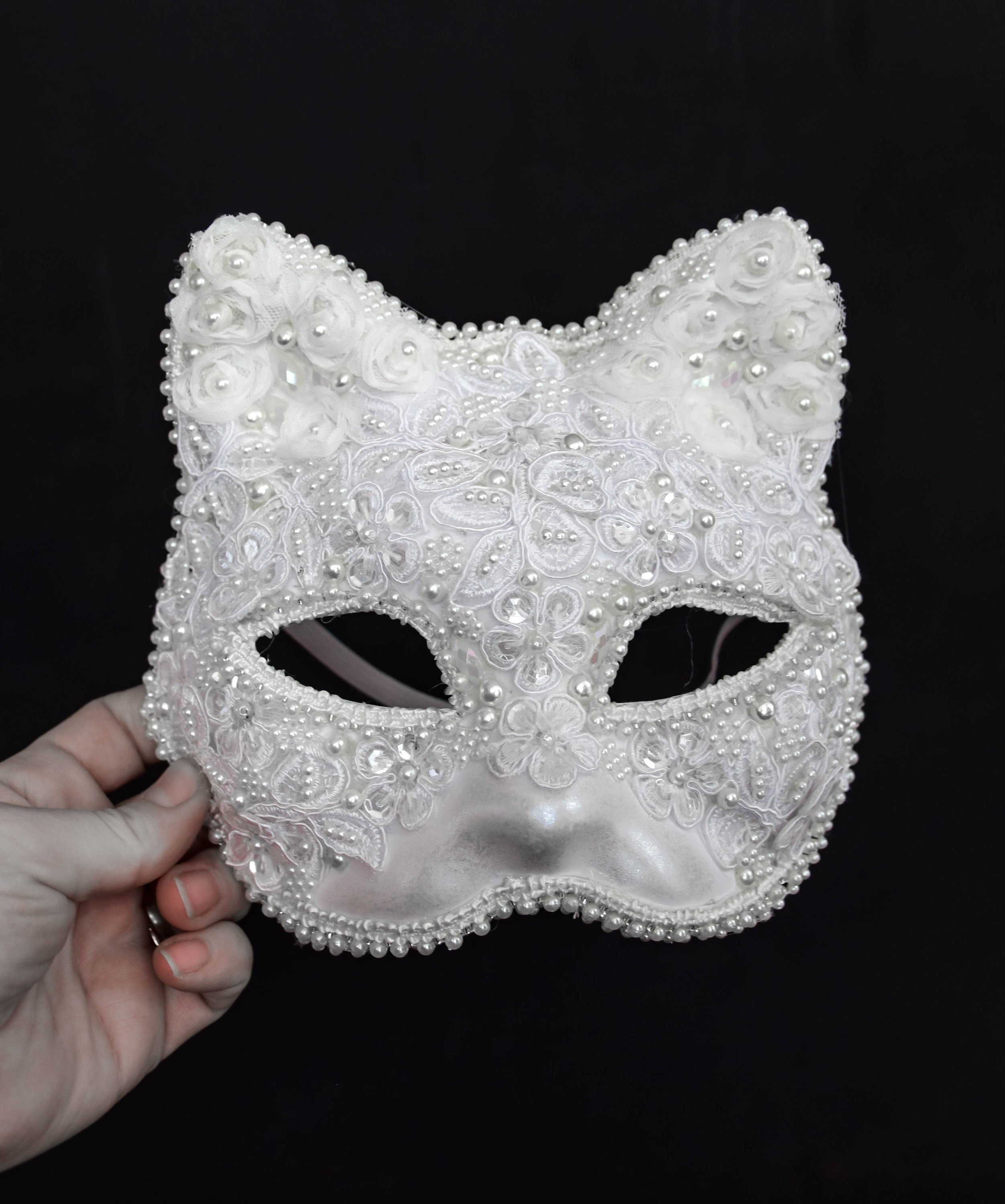 Handmade Mask Persian Cat Mask White Cat Mask Hand Cut Rubber Latex Mask 