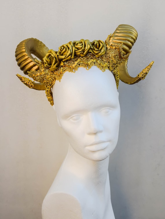 Adult Gold Horns Fairy Tale Headdress Halloween Costume 