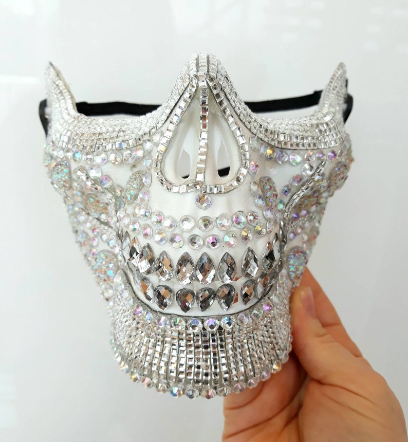 Men's skull mask, Festival mask for Man, Ladies' white dust mask image 3