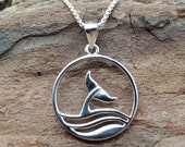 Sterling Silver Whale Tail Ocean Wave Charm on Chian