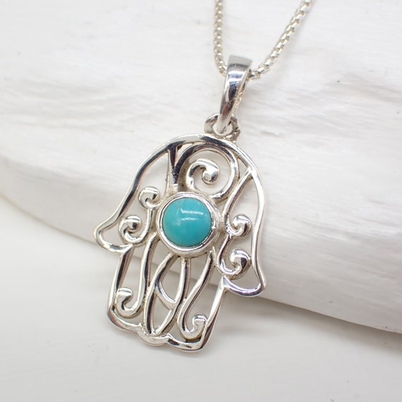 Hamsa Symbol Turquoise Hamsa Hand Necklace Turquoise Hamsa Hand