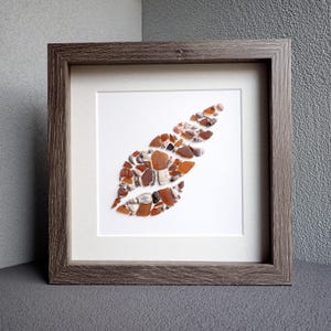 Sea Glass Shell Mosaic Picture with Pottery, Shells & Coral - Sea Glass Art - Shell Art