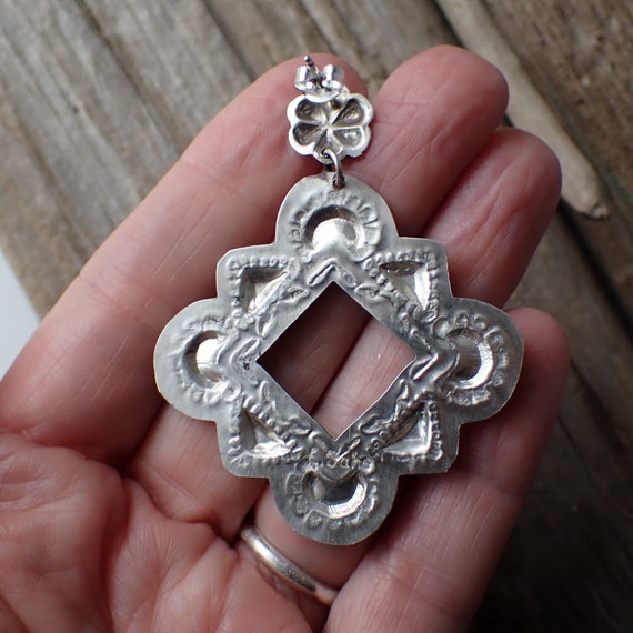 Sterling Silver Stamped Statement Stud Earrings b… - image 6