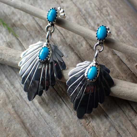 Turquoise Sterling Silver Studs by Native America… - image 2