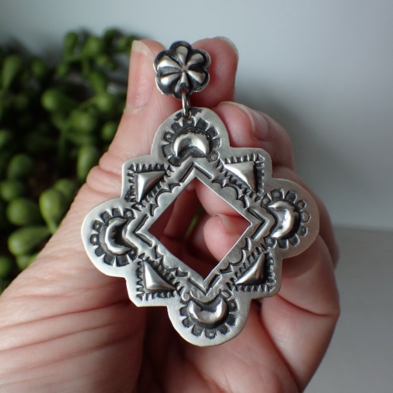 Sterling Silver Stamped Statement Stud Earrings b… - image 7