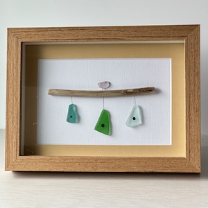 Sea Glass Bird Houses Picture Pebble Art