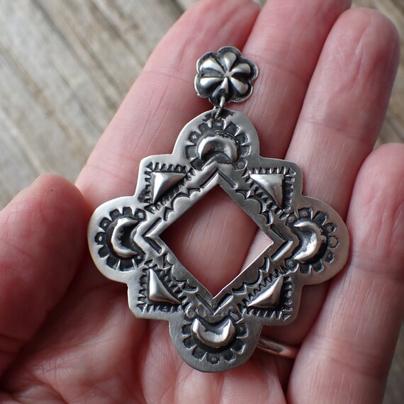 Sterling Silver Stamped Statement Stud Earrings b… - image 5