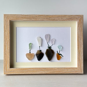 Sea Glass Multicolored Flower Pot Garden Picture Pebble Art