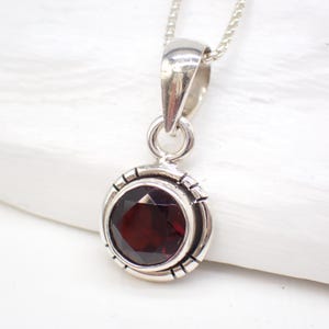 Garnet Sterling Silver Faceted Pendant