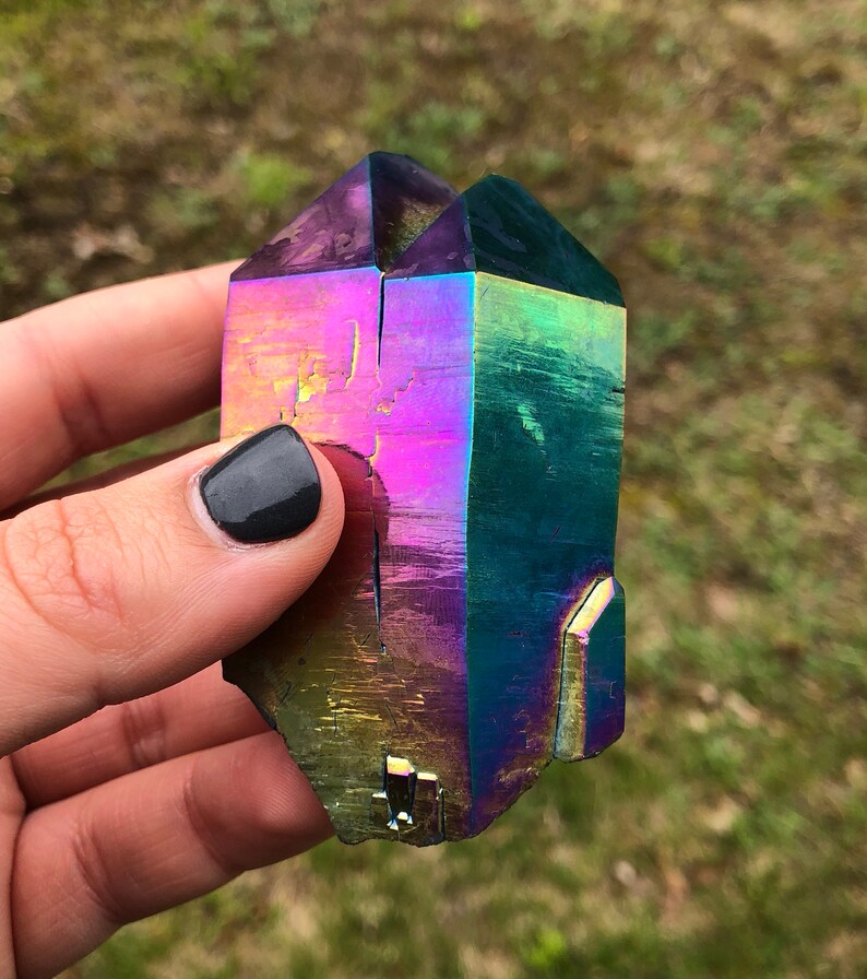 Titanium Plated Quartz // Quartz Crystal // Aura Crystal // Etsy